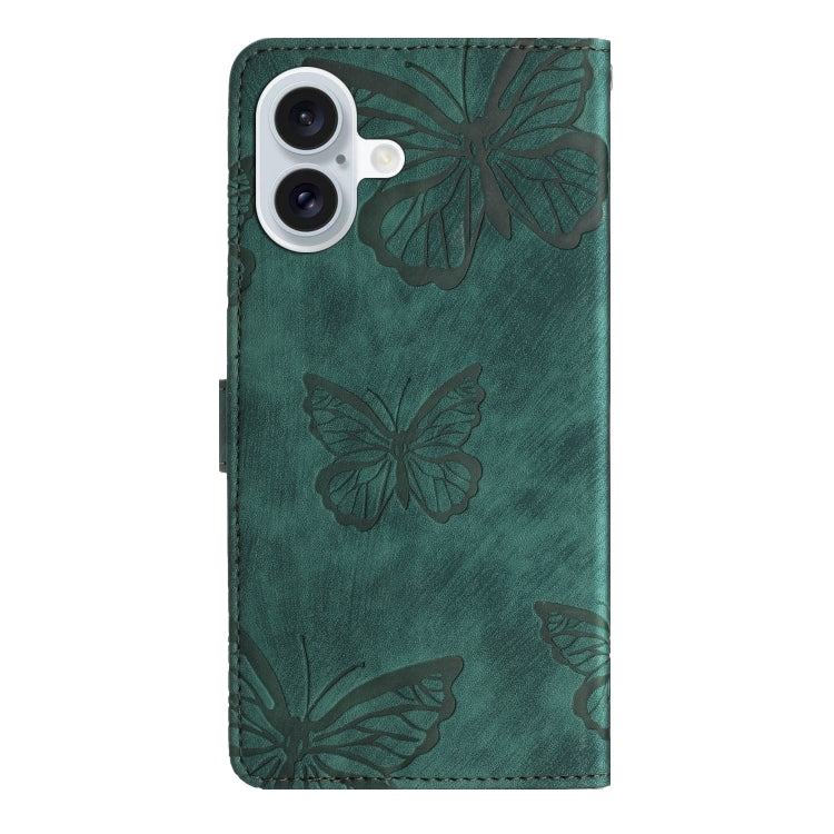 For iPhone 16 Plus Skin-feel Embossed Butterfly Leather Phone Case