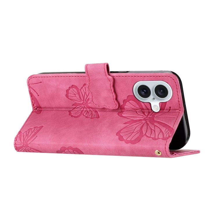 For iPhone 16 Plus Skin-feel Embossed Butterfly Leather Phone Case