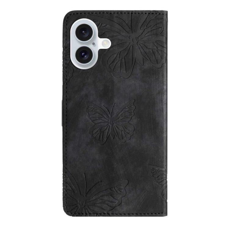 For iPhone 17 Skin-feel Embossed Butterfly Leather Phone Case