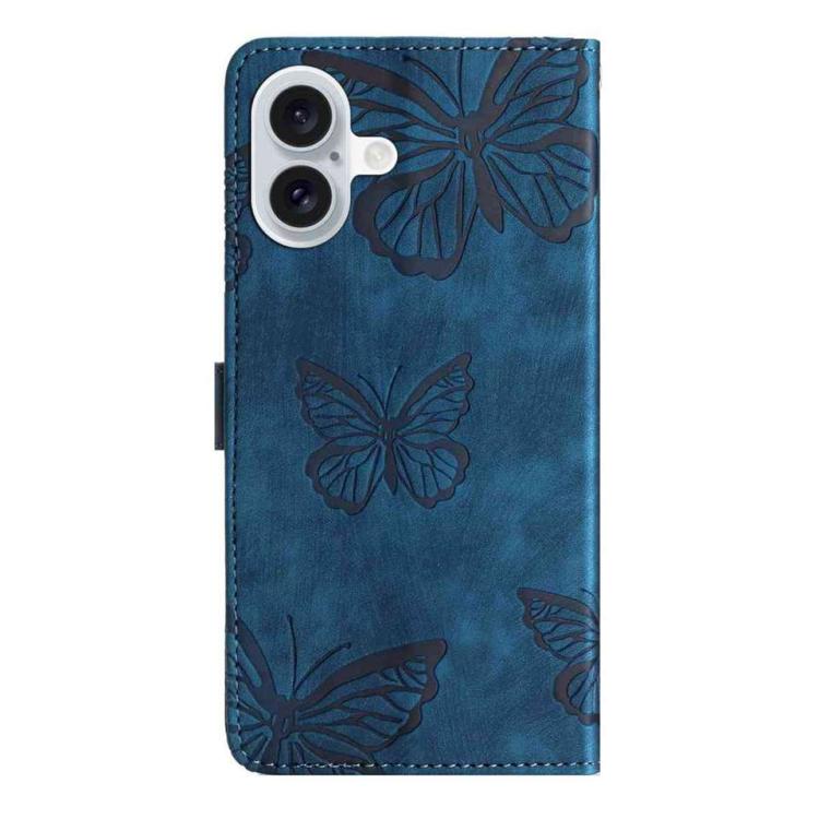 For iPhone 17 Skin-feel Embossed Butterfly Leather Phone Case