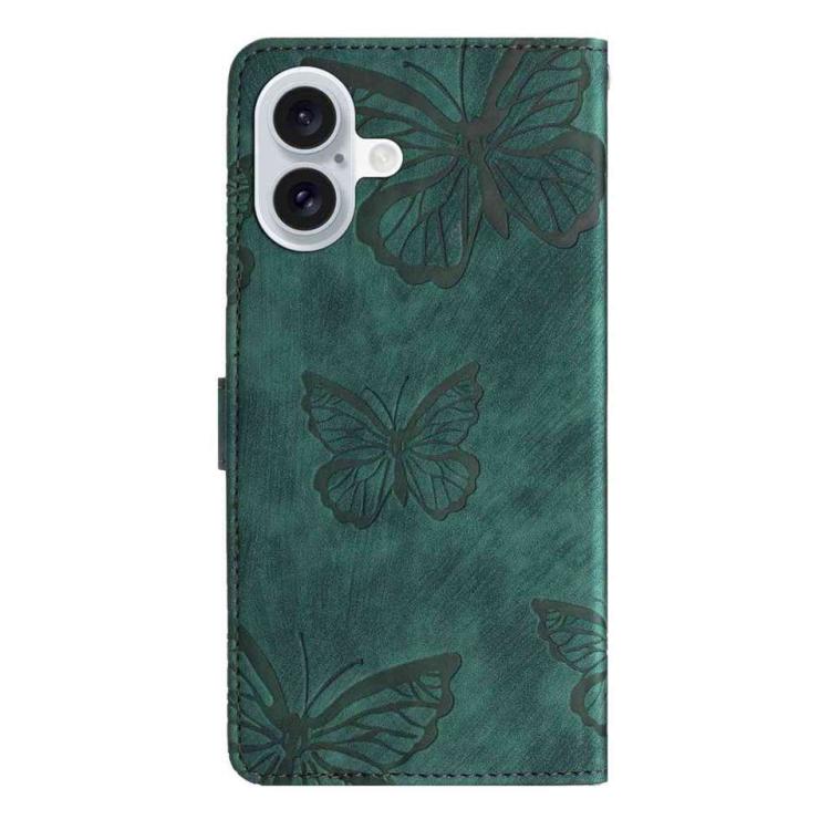 For iPhone 17 Skin-feel Embossed Butterfly Leather Phone Case