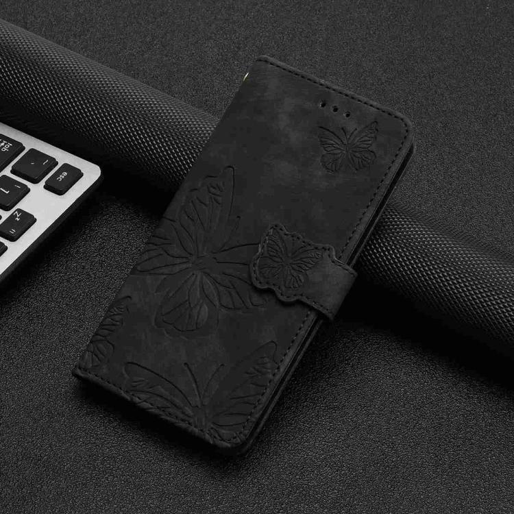 For iPhone 17 Pro Skin-feel Embossed Butterfly Leather Phone Case