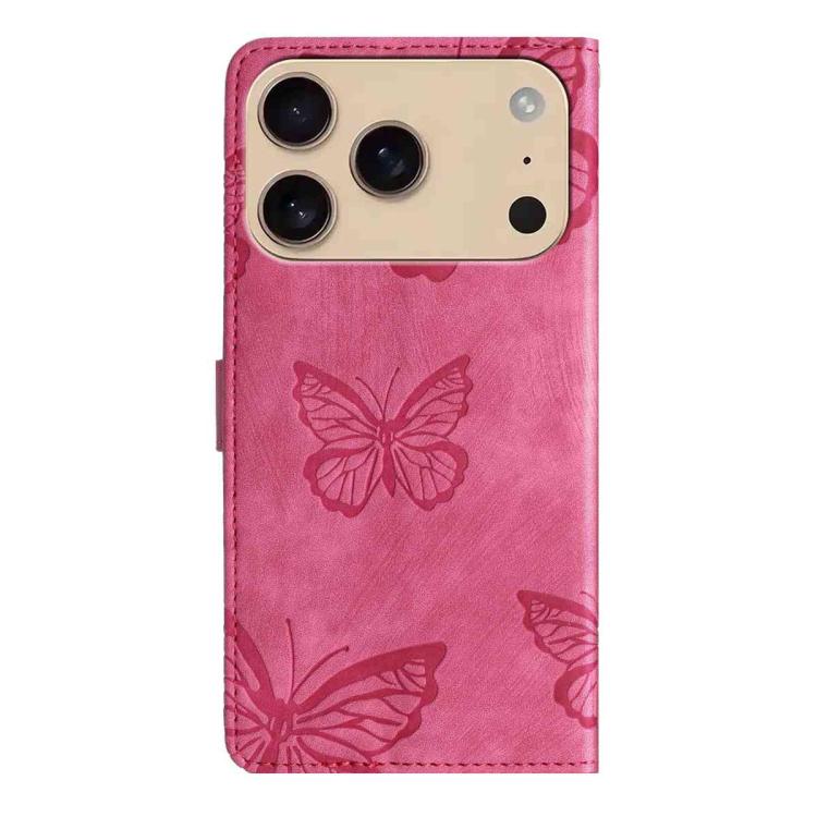 For iPhone 17 Pro Skin-feel Embossed Butterfly Leather Phone Case