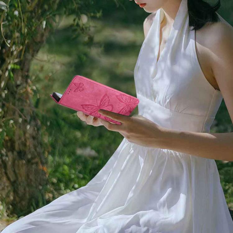 For iPhone 17 Pro Skin-feel Embossed Butterfly Leather Phone Case
