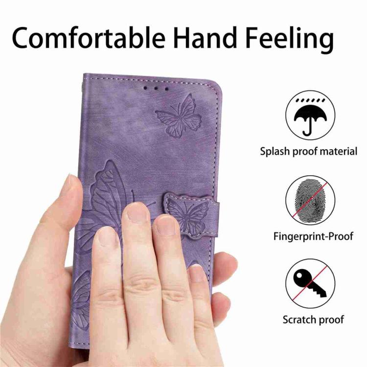For iPhone 17 Pro Skin-feel Embossed Butterfly Leather Phone Case