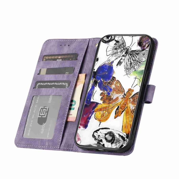 For iPhone 17 Pro Skin-feel Embossed Butterfly Leather Phone Case