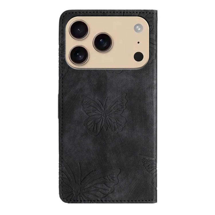 For iPhone 17 Pro Max Skin-feel Embossed Butterfly Leather Phone Case