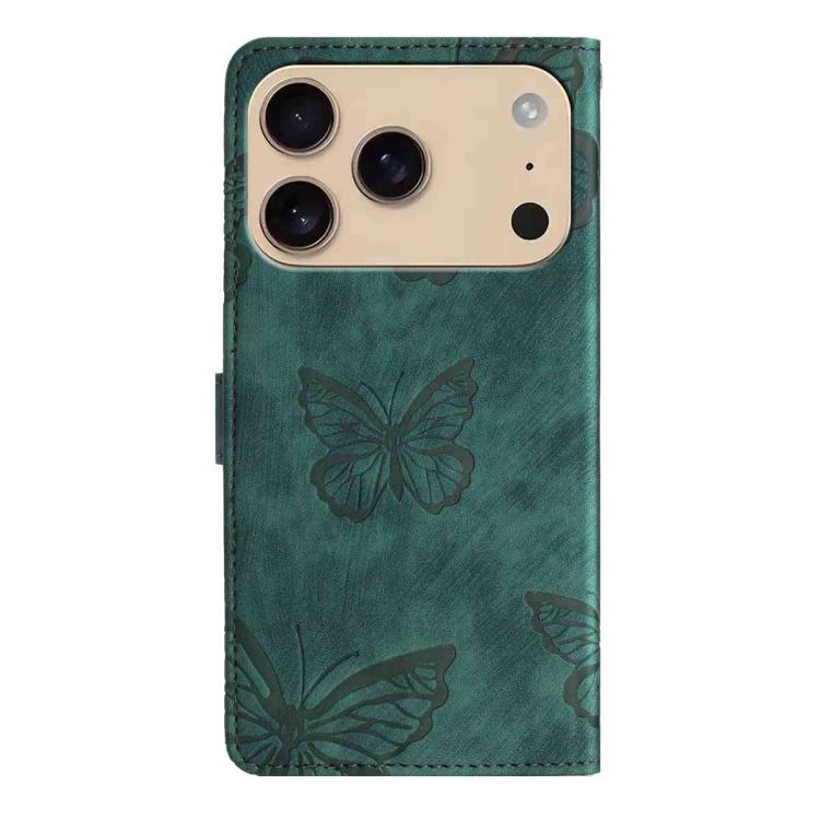 For iPhone 17 Pro Max Skin-feel Embossed Butterfly Leather Phone Case