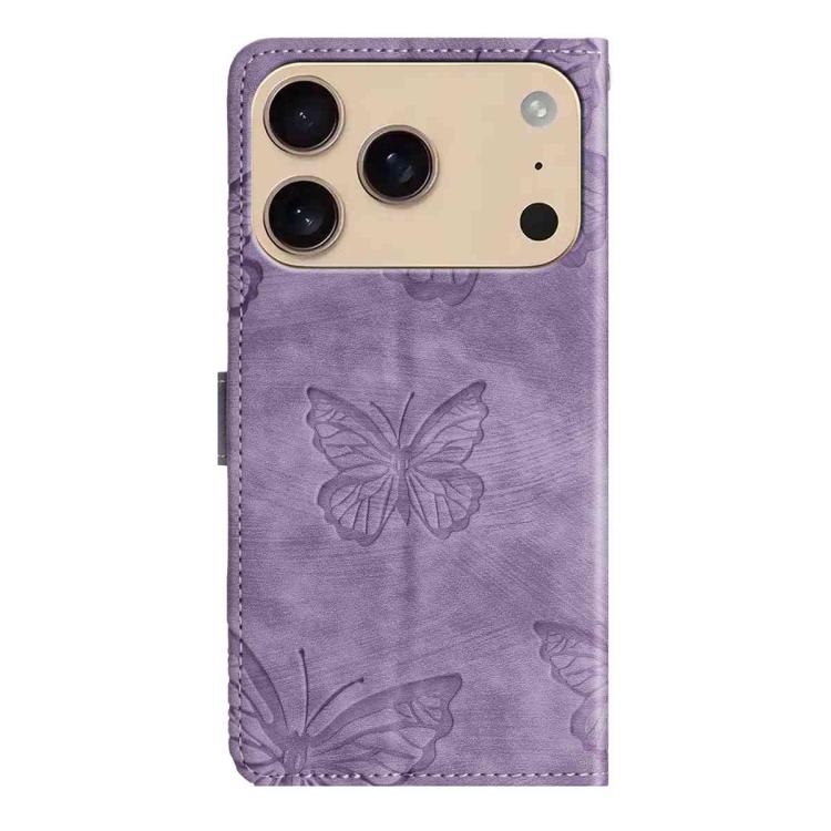 For iPhone 17 Pro Max Skin-feel Embossed Butterfly Leather Phone Case
