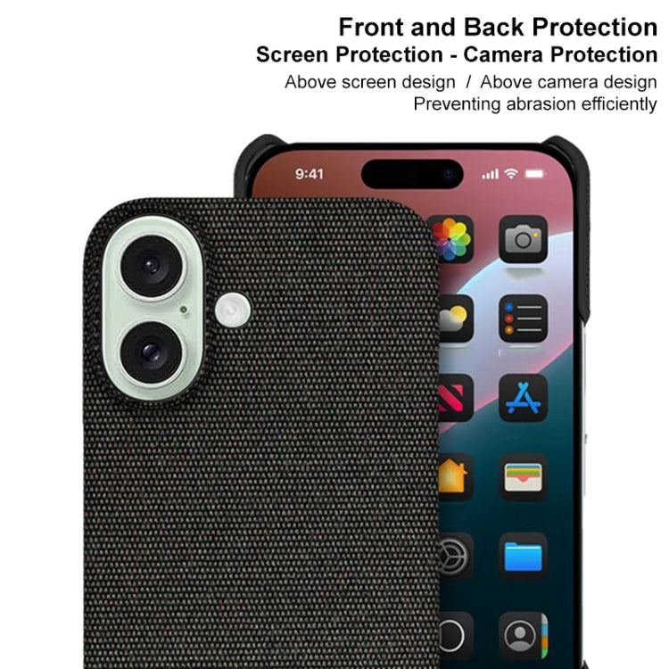 For iPhone 16 imak Ruiyi Series Cloth Texture PU + PC Phone Case