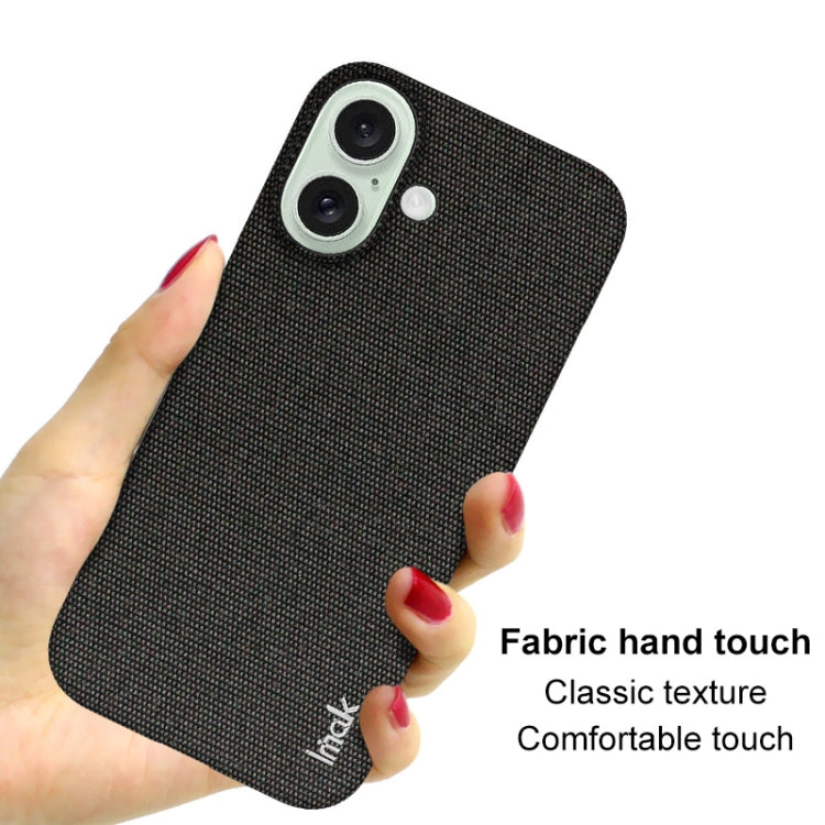 For iPhone 16 imak Ruiyi Series Cloth Texture PU + PC Phone Case