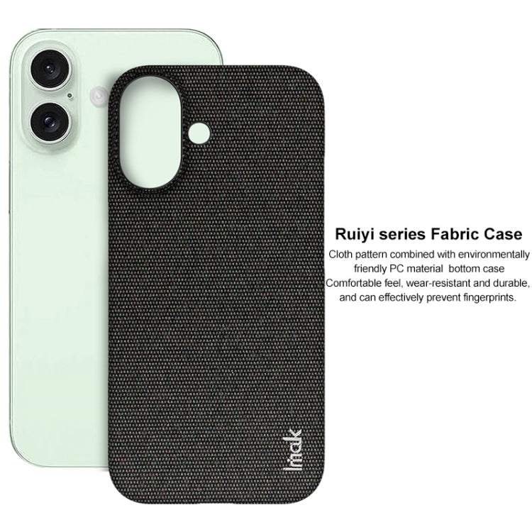 For iPhone 16 imak Ruiyi Series Cloth Texture PU + PC Phone Case
