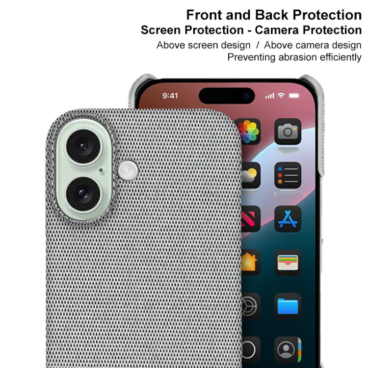 For iPhone 16 imak Ruiyi Series Cloth Texture PU + PC Phone Case