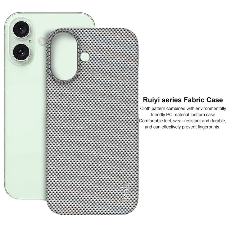 For iPhone 16 imak Ruiyi Series Cloth Texture PU + PC Phone Case