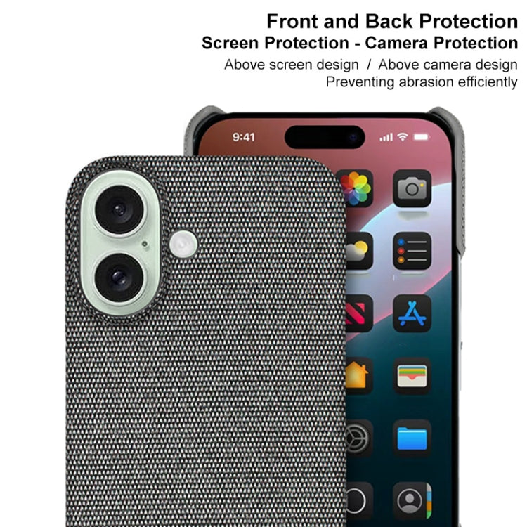 For iPhone 16 imak Ruiyi Series Cloth Texture PU + PC Phone Case