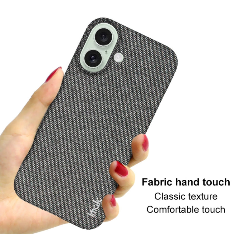 For iPhone 16 imak Ruiyi Series Cloth Texture PU + PC Phone Case