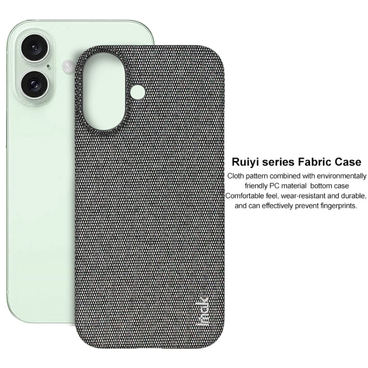 For iPhone 16 imak Ruiyi Series Cloth Texture PU + PC Phone Case