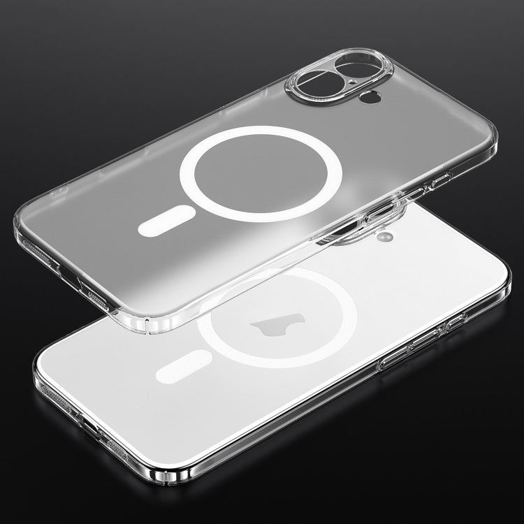 For iPhone 16 Plus SULADA Crystal Sand Series Electroplating Frosted MagSafe Magnetic Phone Case - Transparent