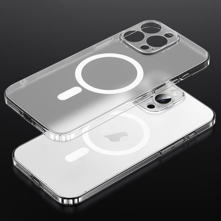 For iPhone 15 Pro SULADA Crystal Sand Series Electroplating Frosted MagSafe Magnetic Phone Case - Transparent