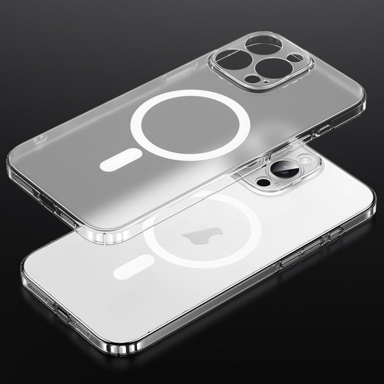 For iPhone 14 Pro Max SULADA Crystal Sand Series Electroplating Frosted MagSafe Magnetic Phone Case - Transparent