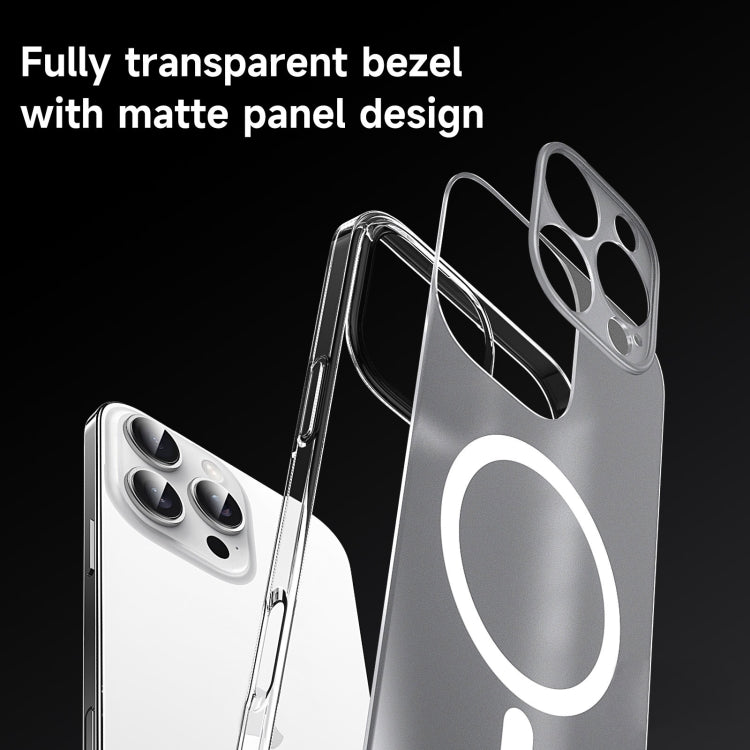 For iPhone 16 Plus SULADA Crystal Sand Series Electroplating Frosted MagSafe Magnetic Phone Case - Transparent