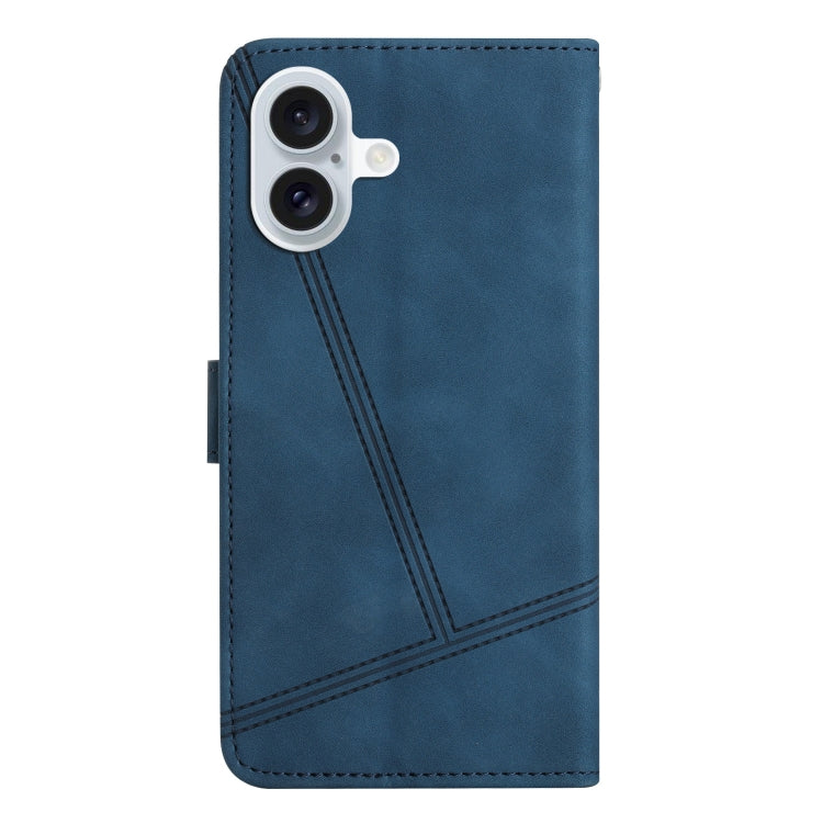 For iPhone 16 Plus Skin-feel Stitching Leather Phone Case