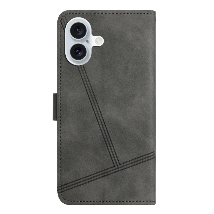 For iPhone 16 Plus Skin-feel Stitching Leather Phone Case