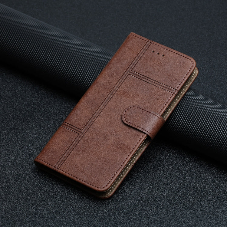 For iPhone 16 Pro Max Cowhide Texture Stitching Leather Phone Case