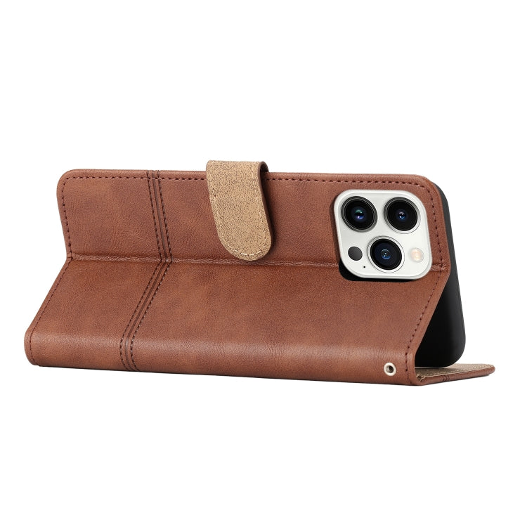 For iPhone 16 Pro Max Cowhide Texture Stitching Leather Phone Case