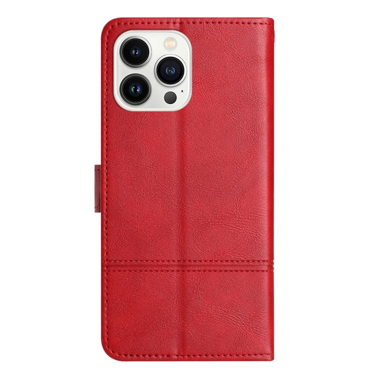 For iPhone 16 Pro Max Cowhide Texture Stitching Leather Phone Case