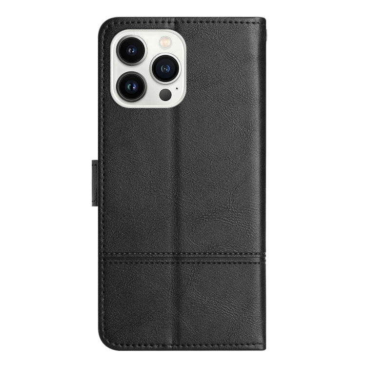 For iPhone 16 Pro Cowhide Texture Stitching Leather Phone Case
