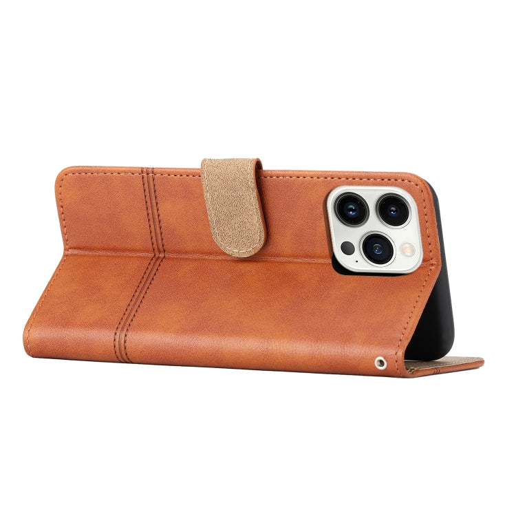 For iPhone 16 Pro Cowhide Texture Stitching Leather Phone Case