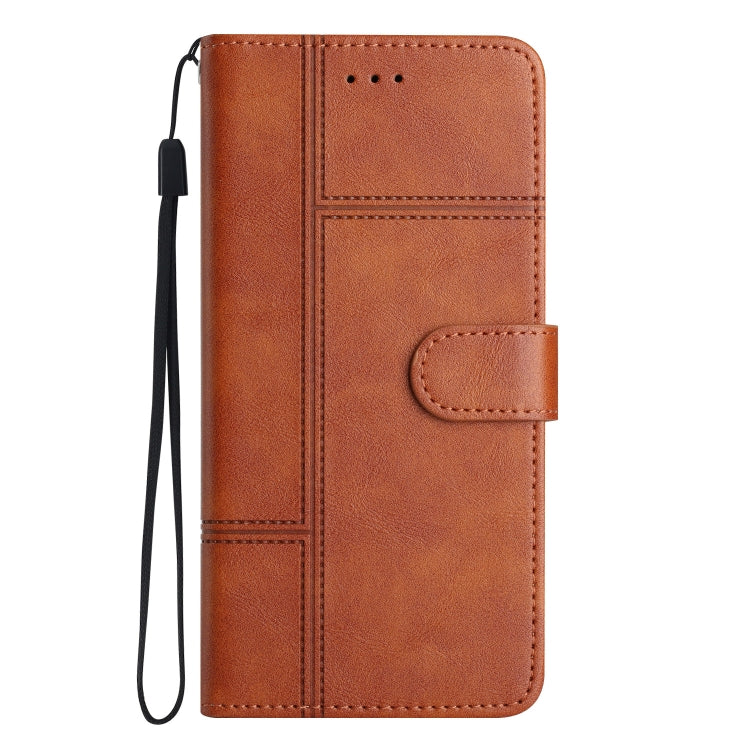 For iPhone 16 Cowhide Texture Stitching Leather Phone Case