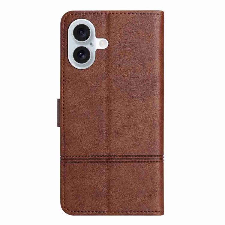 For iPhone 17 Cowhide Texture Stitching Leather Phone Case