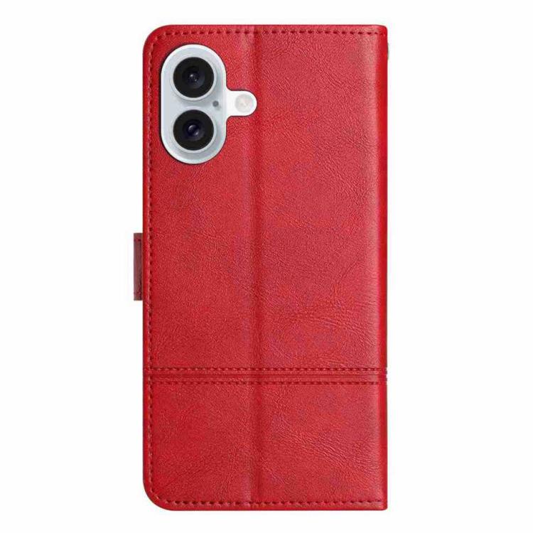 For iPhone 17 Cowhide Texture Stitching Leather Phone Case