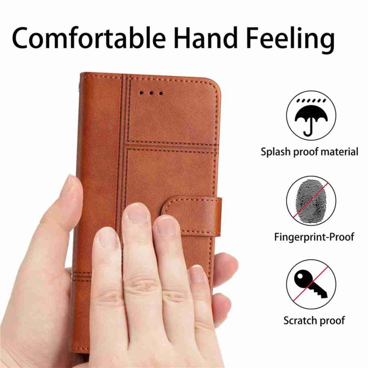 For iPhone 17 Cowhide Texture Stitching Leather Phone Case