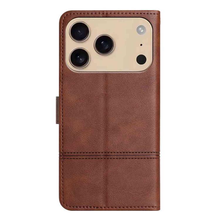 For iPhone 17 Pro Cowhide Texture Stitching Leather Phone Case
