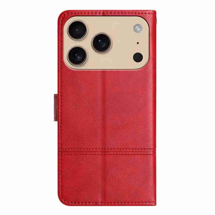 For iPhone 17 Pro Cowhide Texture Stitching Leather Phone Case