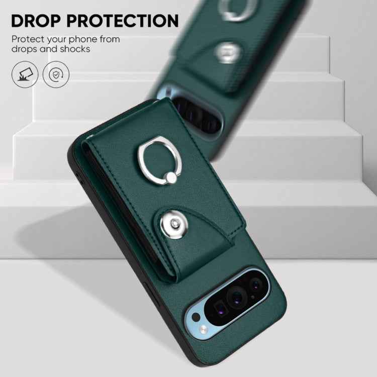 For Google Pixel 9 Pro XL Organ Card Bag Ring Holder Phone Case