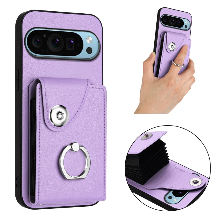 For Google Pixel 9 / 9 Pro Organ Card Bag Ring Holder Phone Case
