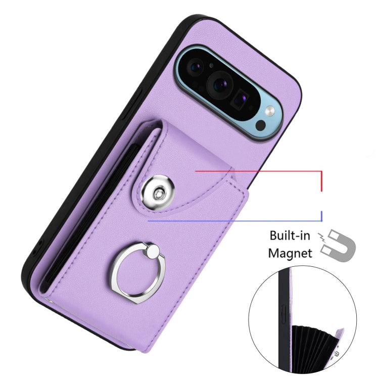For Google Pixel 9 / 9 Pro Organ Card Bag Ring Holder Phone Case