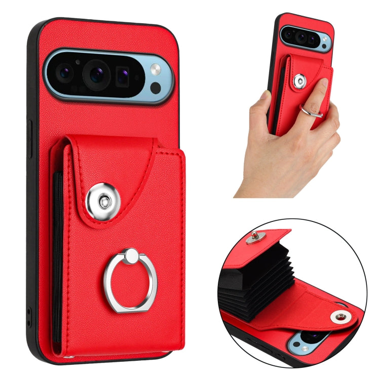 For Google Pixel 9 / 9 Pro Organ Card Bag Ring Holder Phone Case