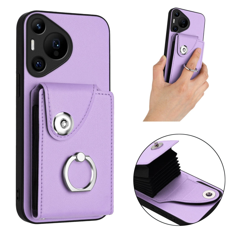 For Huawei Pura 70 Pro / 70 Pro+ Organ Card Bag Ring Holder Phone Case