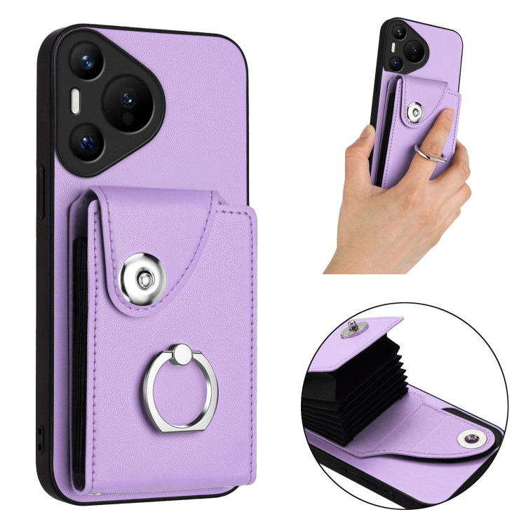 For Huawei Pura 70 Organ Card Bag Ring Holder Phone Case