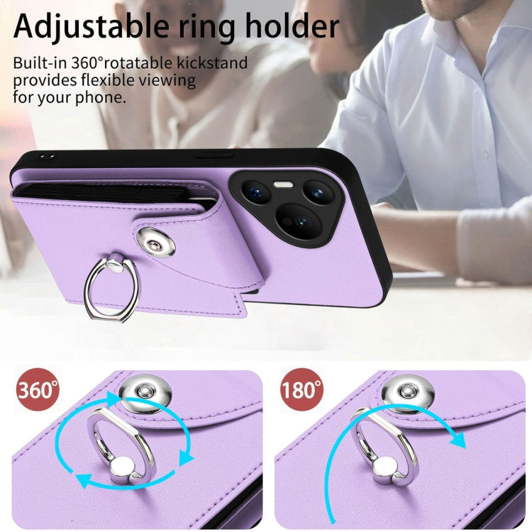 For Huawei Pura 70 Organ Card Bag Ring Holder Phone Case