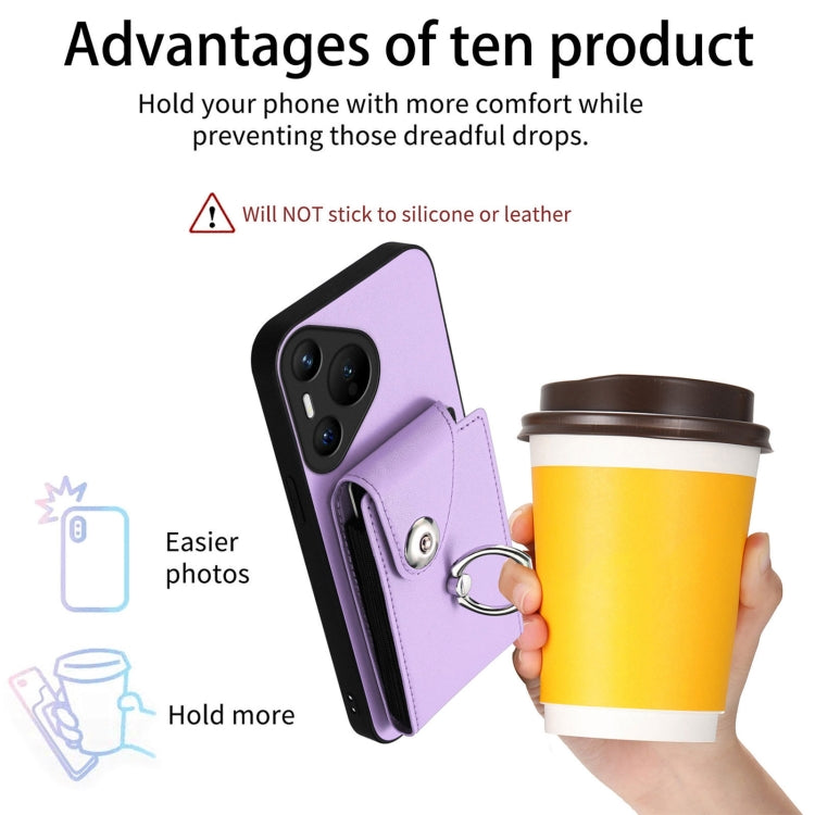 For Huawei Pura 70 Organ Card Bag Ring Holder Phone Case