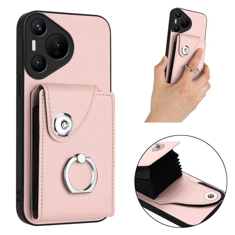 For Huawei Pura 70 Organ Card Bag Ring Holder Phone Case
