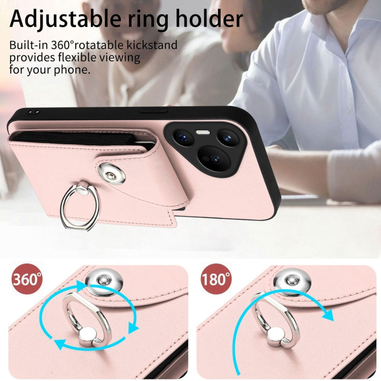 For Huawei Pura 70 Organ Card Bag Ring Holder Phone Case