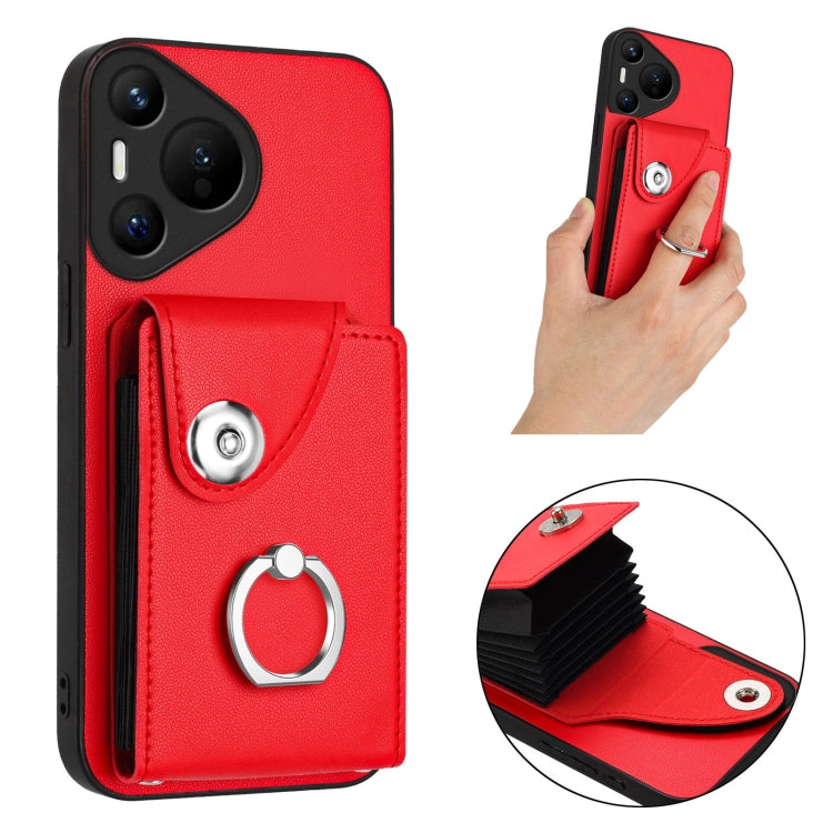 For Huawei Pura 70 Organ Card Bag Ring Holder Phone Case
