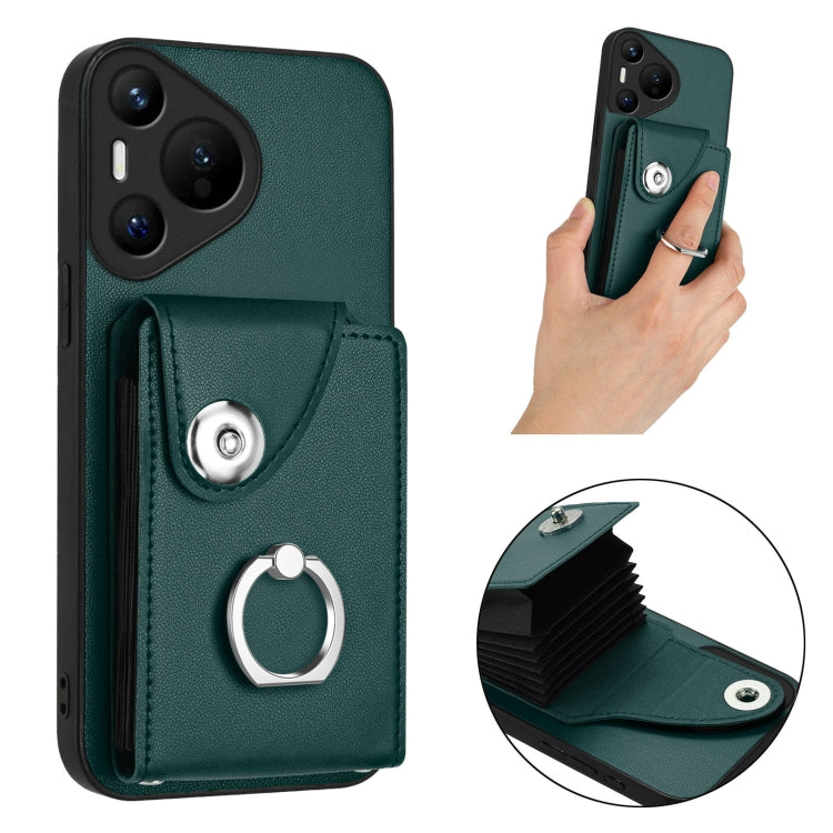 For Huawei Pura 70 Organ Card Bag Ring Holder Phone Case
